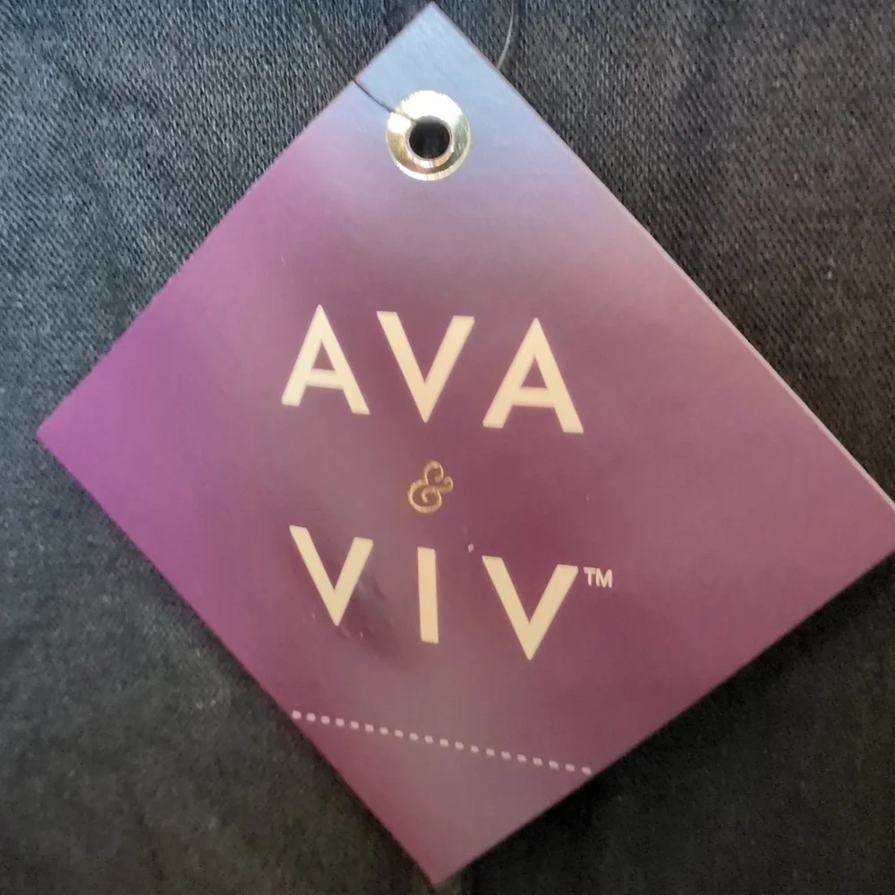 NEW Womens 4X Linen Blend Black Tie Front Summer Top Ava & Viv Short Sleeve 🌞 - Picture 5 of 10